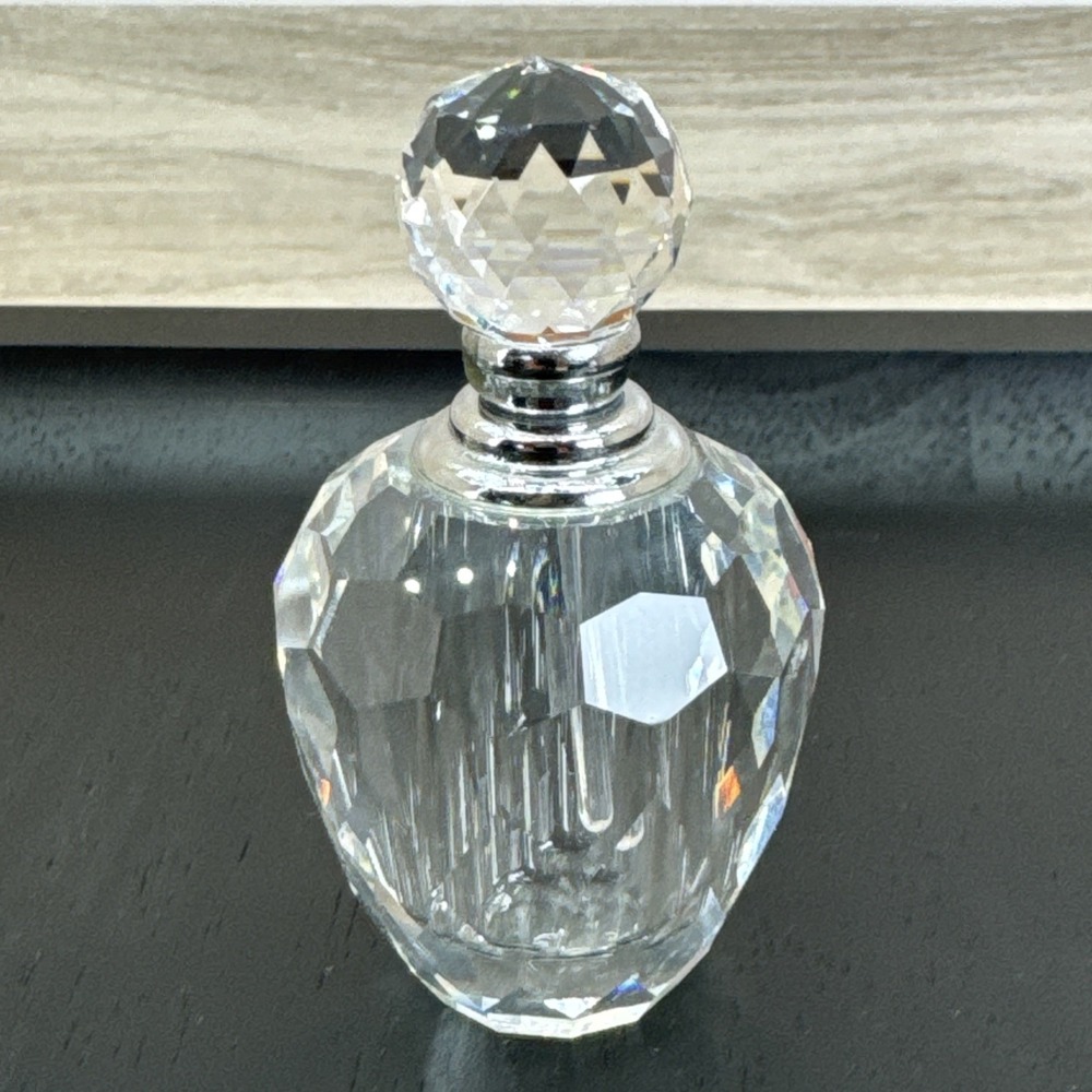 Oleg Cassini Lot Of 3 Crystal Small Perfume Bottle Glass Dauber Geometric Shape - Picture 11 of 16